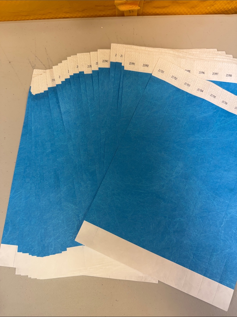 300 Count Tyvek Blue Wristbands - Bright Ocean Blue proof design for events new